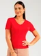 Cativa - Blusa Decote V em Viscose Bege - variação: Vermelho