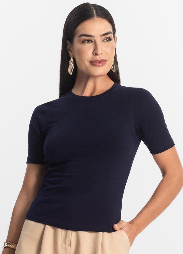 Rovitex - Blusa Básica Feminina Cotton Leve Azul
