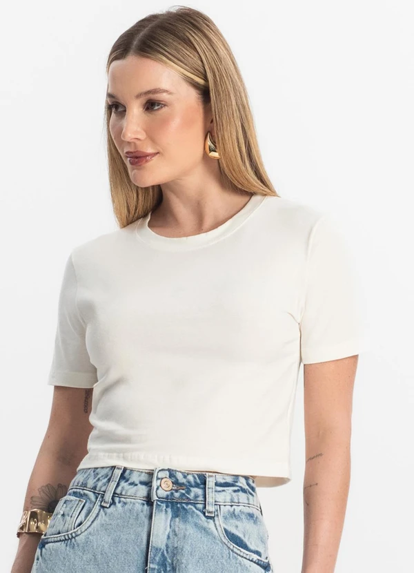 Rovitex - Blusa Básica Feminina Cotton Leve Bege