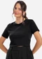 Rovitex - Blusa Básica Feminina Cotton Leve Bege - variação: Preto