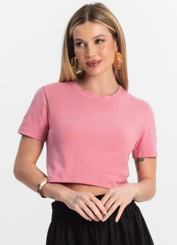 Rovitex - Blusa Básica Feminina Cotton Leve Rosa