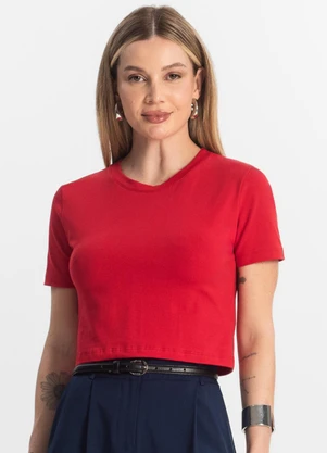 Rovitex - Blusa Básica Feminina Cotton Leve Vermelho - ROVITEX
