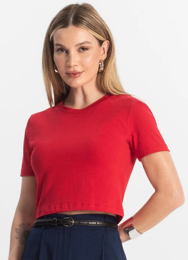 Rovitex - Blusa Básica Feminina Cotton Leve Vermelho 4