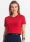 Rovitex - Blusa Básica Feminina Cotton Leve Bege - variação: Vermelho