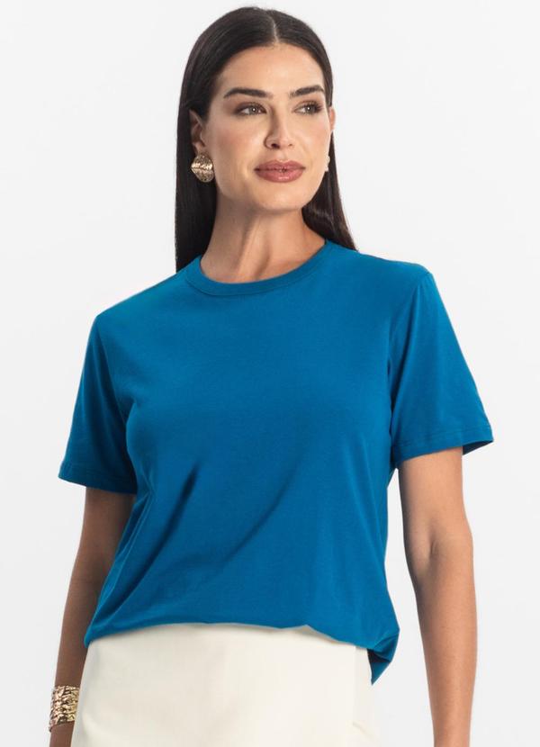 Rovitex - Blusa Básica Feminina Meia Malha Azul
