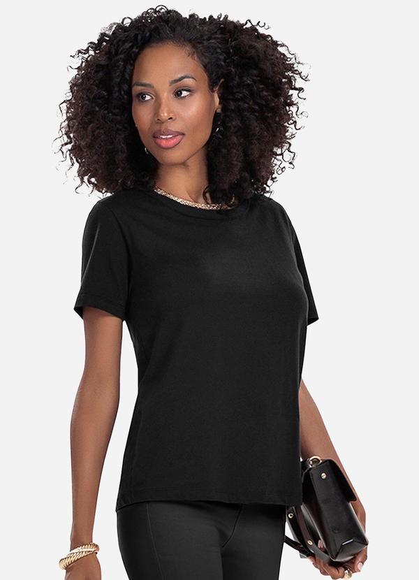 Rovitex - Blusa Básica Feminina Meia Malha Preto