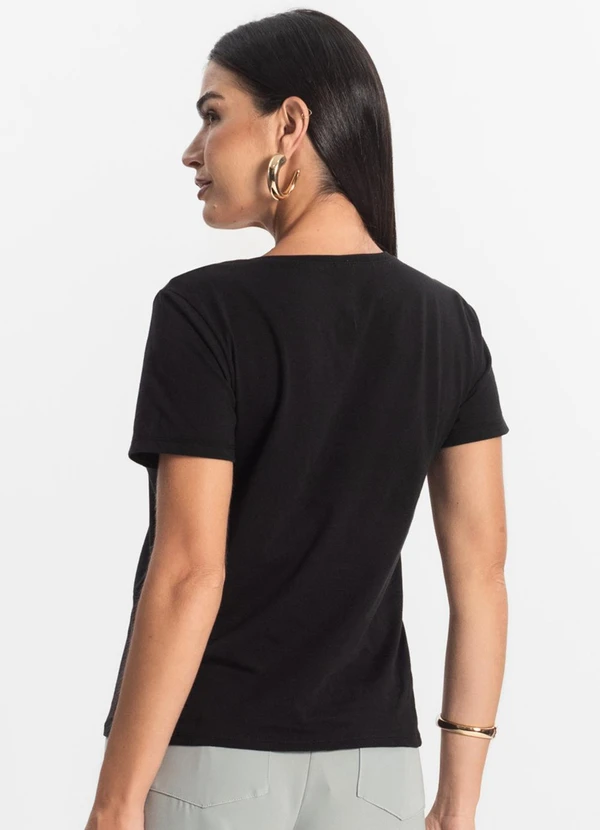 Rovitex - Blusa Básica Feminina Meia Malha Preto 2