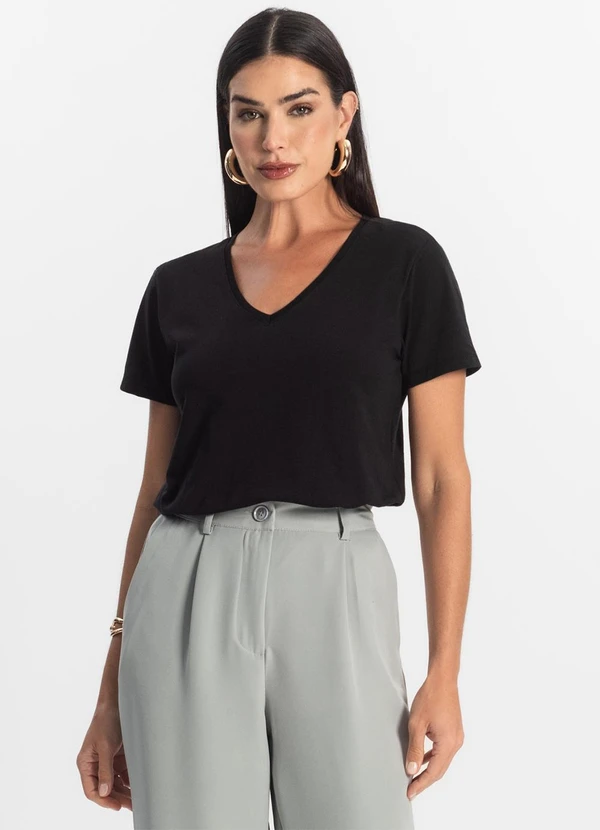 Rovitex - Blusa Básica Feminina Meia Malha Preto 4