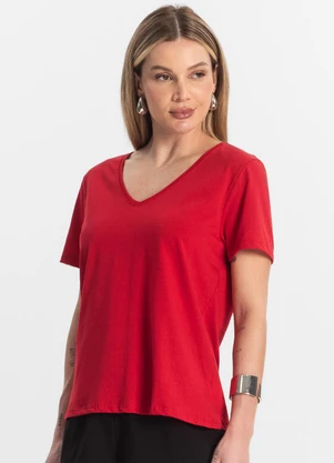 Rovitex - Blusa Básica Feminina Meia Malha Vermelho - ROVITEX