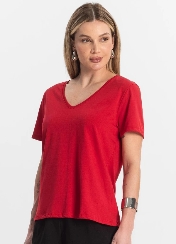 Rovitex - Blusa Básica Feminina Meia Malha Vermelho