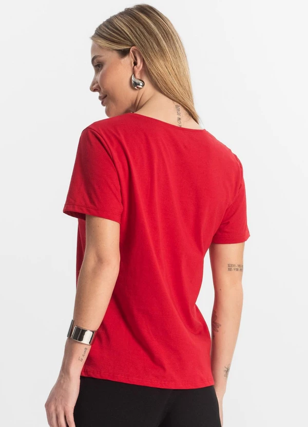 Rovitex - Blusa Básica Feminina Meia Malha Vermelho 2