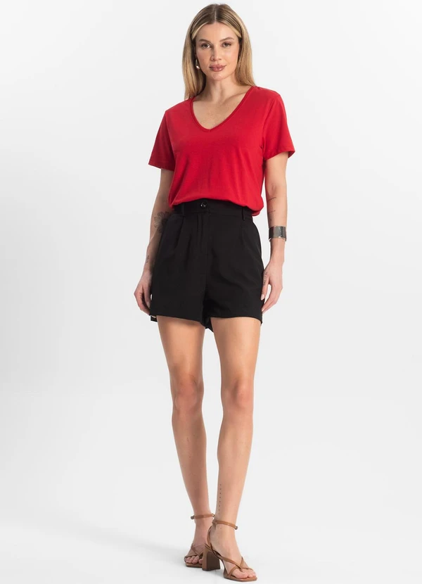 Rovitex - Blusa Básica Feminina Meia Malha Vermelho 3