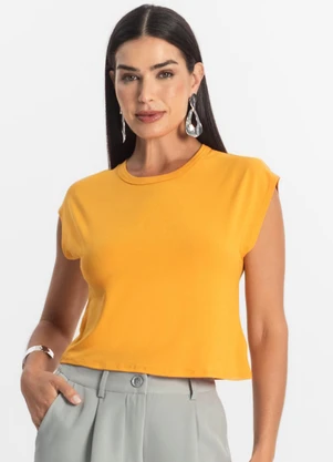 Rovitex - Blusa Básica Feminina Viscotorcion Amarelo - ROVITEX