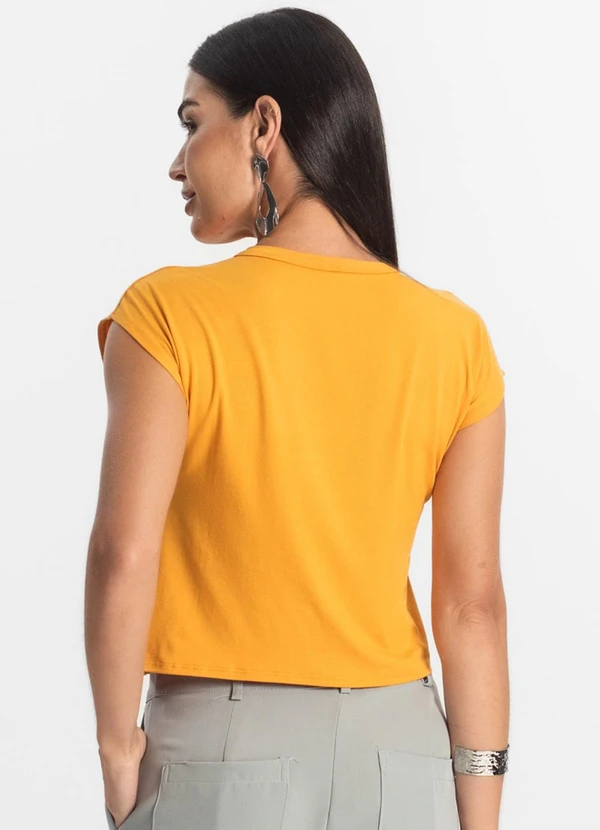 Rovitex - Blusa Básica Feminina Viscotorcion Amarelo 2