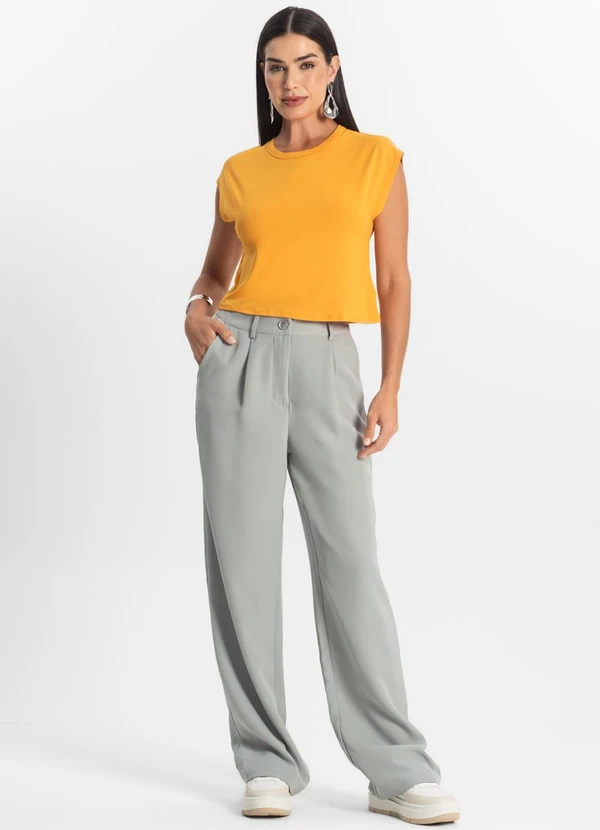 Rovitex - Blusa Básica Feminina Viscotorcion Amarelo 3