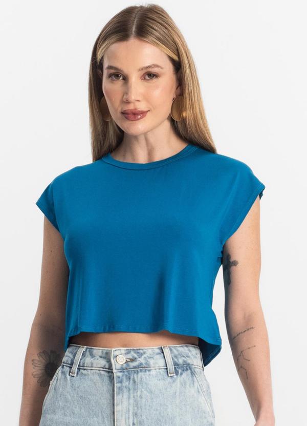 Rovitex - Blusa Básica Feminina Viscotorcion Azul