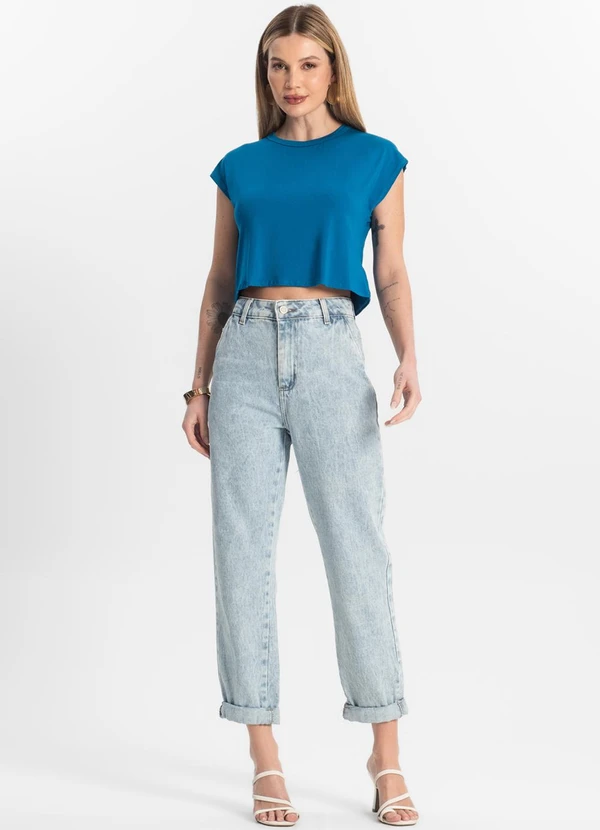 Rovitex - Blusa Básica Feminina Viscotorcion Azul 3