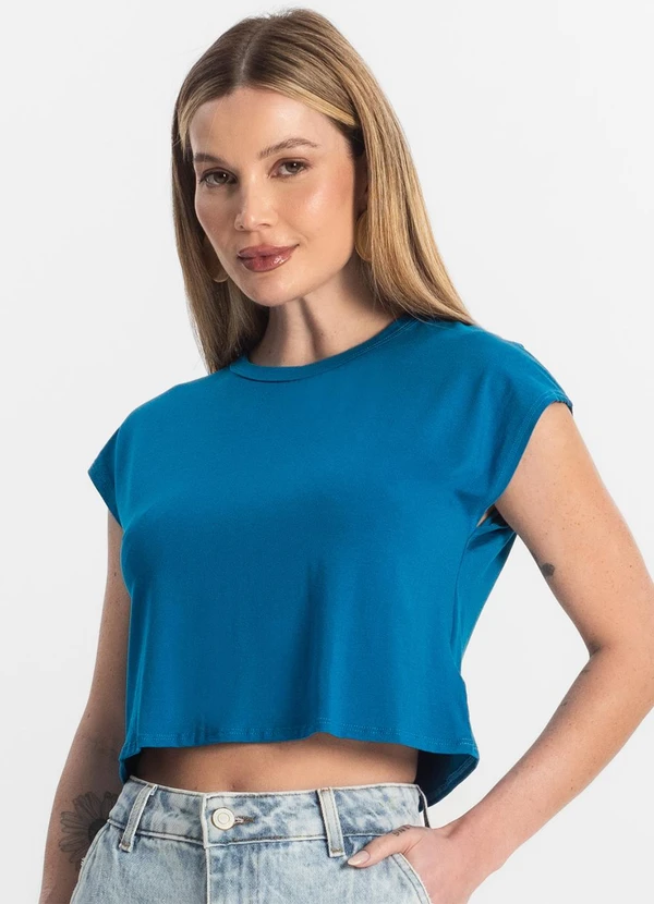 Rovitex - Blusa Básica Feminina Viscotorcion Azul 4