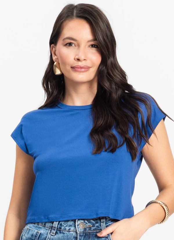 Rovitex - Blusa Básica Feminina Viscotorcion Azul