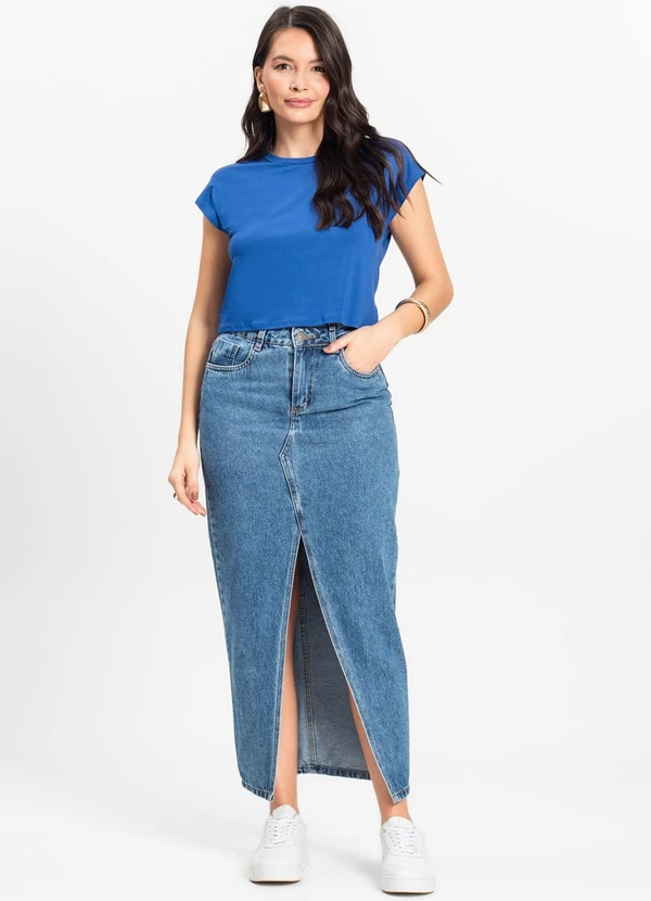 Rovitex - Blusa Básica Feminina Viscotorcion Azul 3