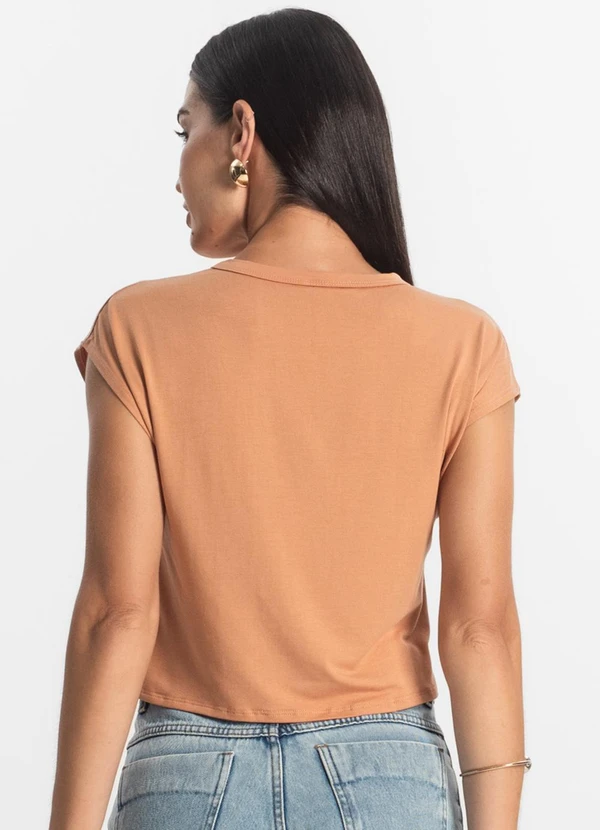 Rovitex - Blusa Básica Feminina Viscotorcion Marrom 2