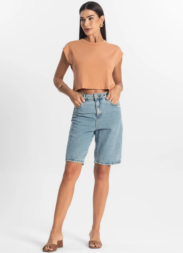 Rovitex - Blusa Básica Feminina Viscotorcion Marrom 3