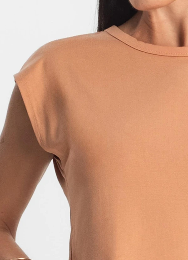 Rovitex - Blusa Básica Feminina Viscotorcion Marrom 5