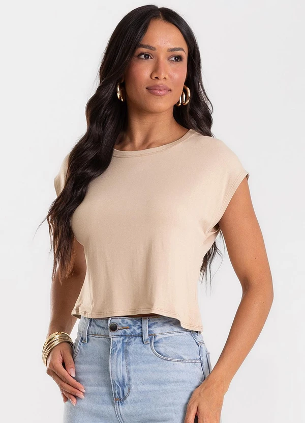Rovitex - Blusa Básica Feminina Viscotorcion Marrom