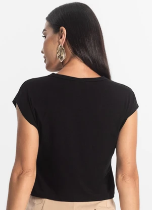 Rovitex - Blusa Básica Feminina Viscotorcion Preto - ROVITEX