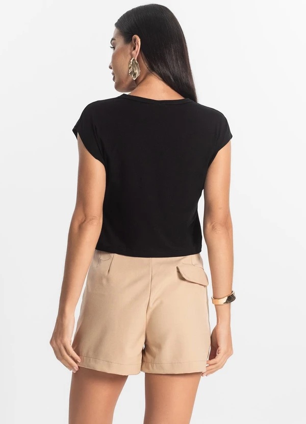 Rovitex - Blusa Básica Feminina Viscotorcion Preto 4