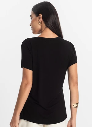 Rovitex - Blusa Básica Feminina Viscotorcion Preto - ROVITEX