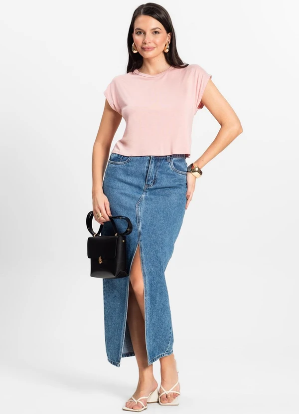 Rovitex - Blusa Básica Feminina Viscotorcion Rosa 3