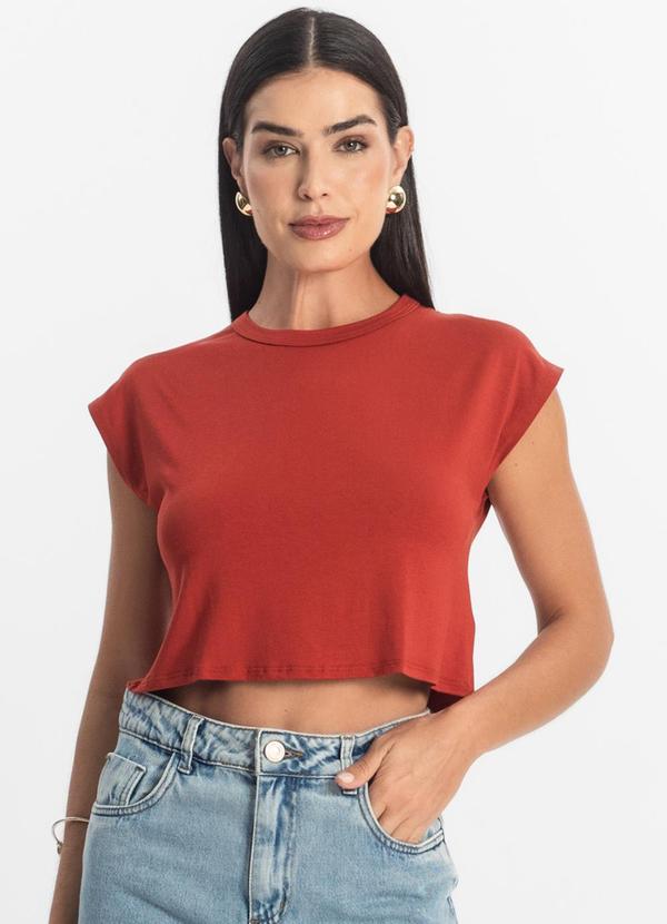 Rovitex - Blusa Básica Feminina Viscotorcion Vermelho
