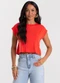 Rovitex - Blusa Básica Feminina Viscotorcion Marrom - variação: Vermelho
