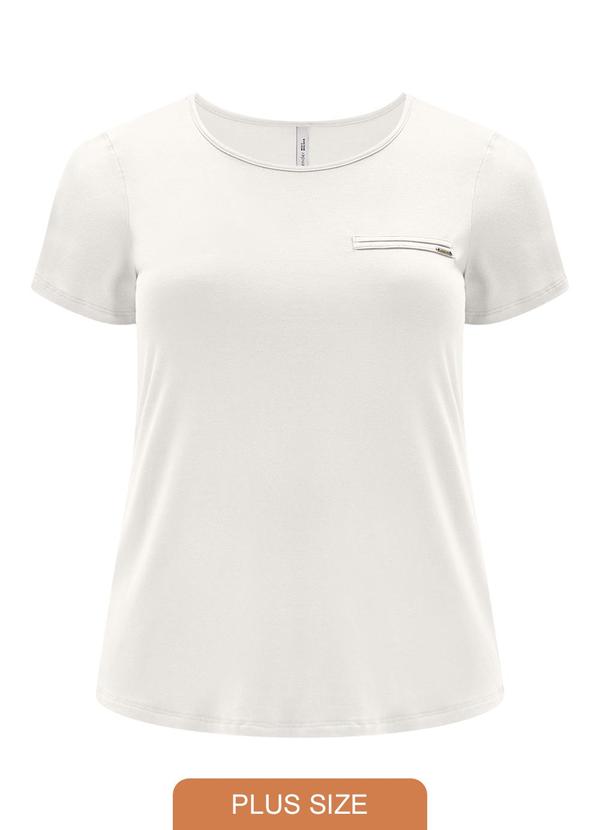Lunender Mais Mulher - Blusa Básica Manga Curta Detalhe Frontal Off White 1