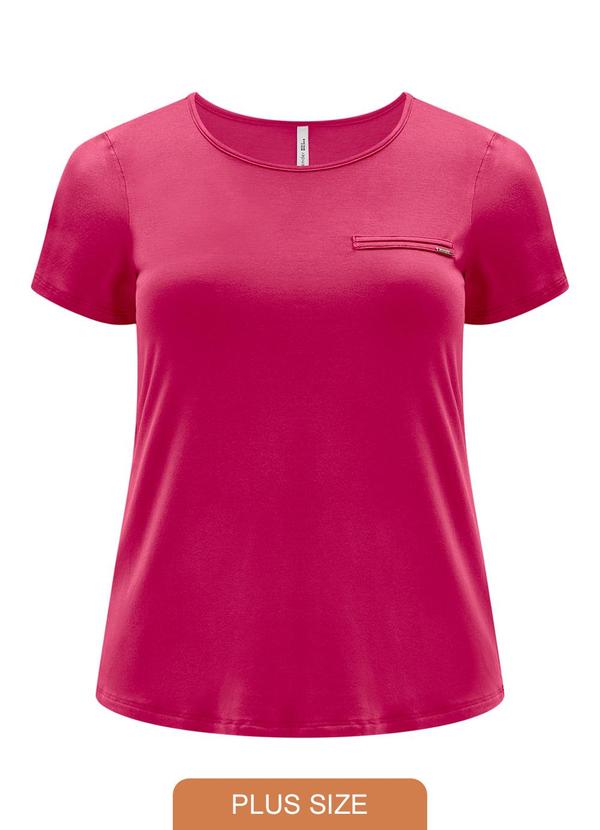 Lunender Mais Mulher - Blusa Básica Manga Curta Detalhe Frontal Rosa