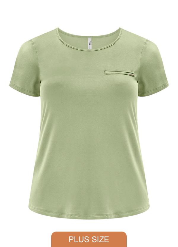 Lunender Mais Mulher - Blusa Básica Manga Curta Detalhe Frontal Verde