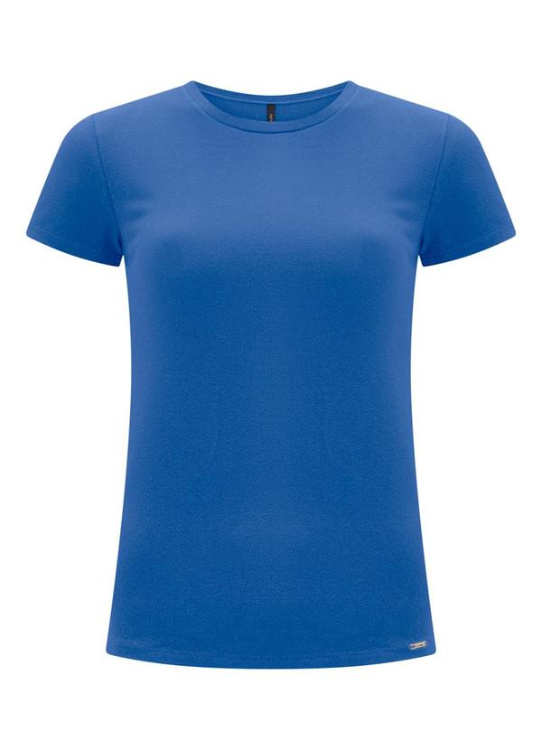 Lunender - Blusa Básica Manga Curta Malha Algodão Azul
