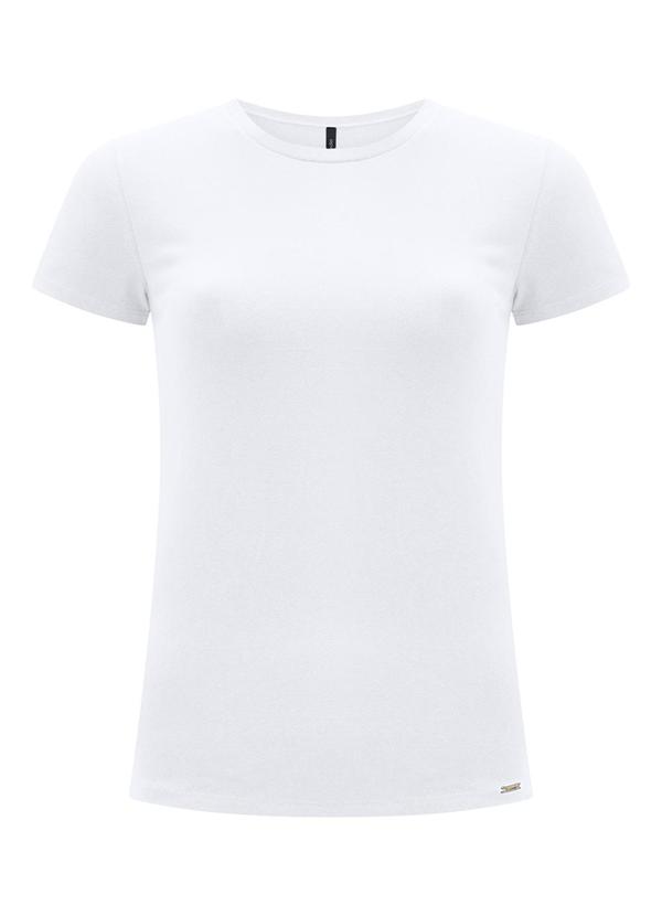 Lunender - Blusa Básica Manga Curta Malha Algodão Branco