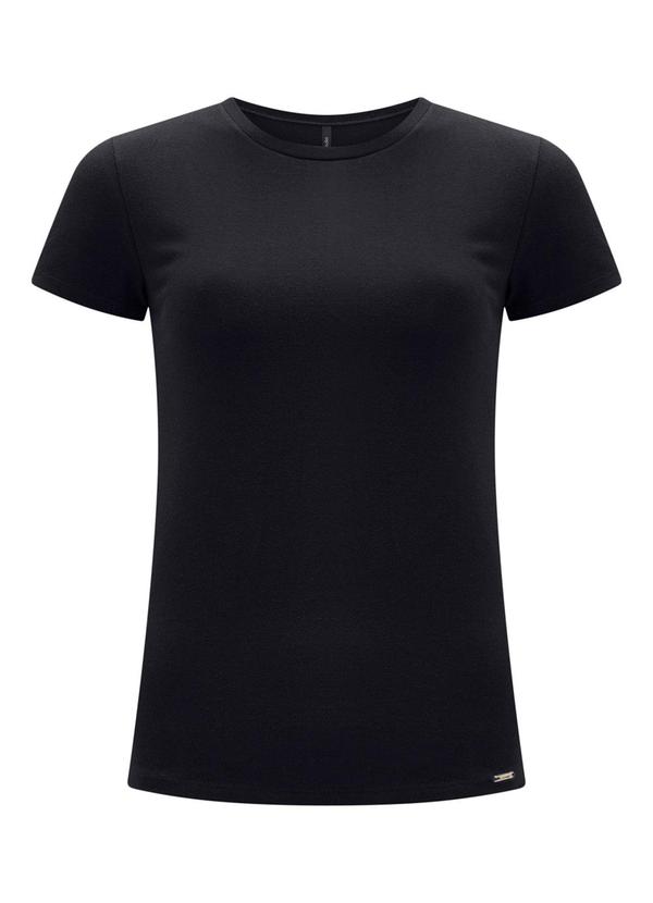 Lunender - Blusa Básica Manga Curta Malha Algodão Preto
