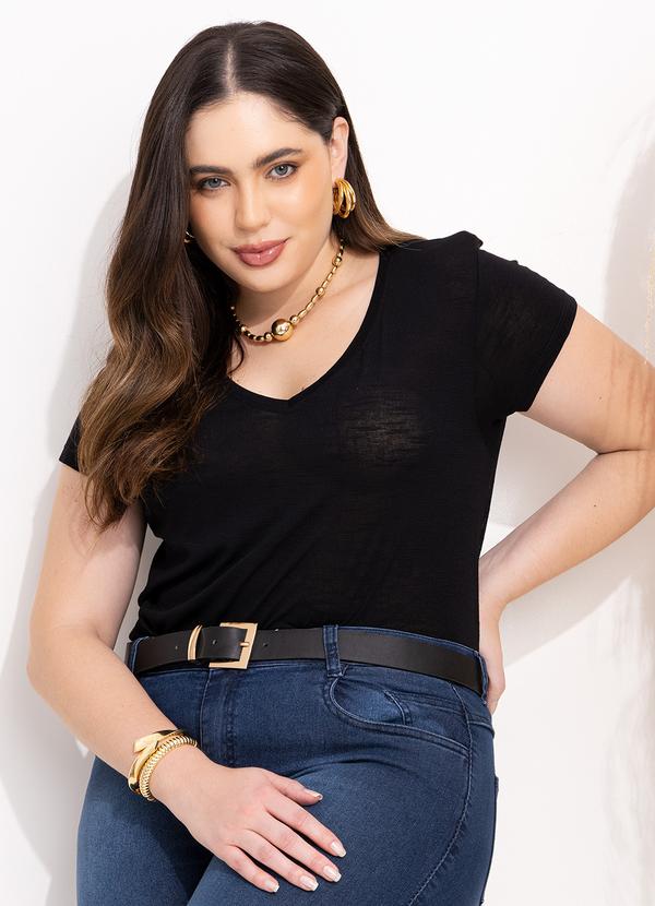 Quintess - Blusa Básica Preta com Mangas Curtas 10