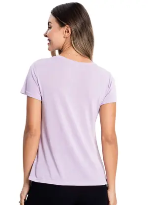 Rovitex - Blusa Básica Visco Tricô Feminina Roxo - ROVITEX