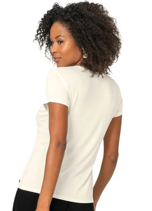 Rovitex - Blusa Básica Visco Tricot Feminina Bege - ROVITEX