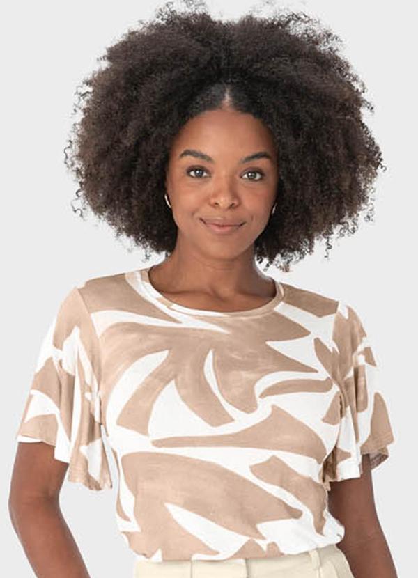 Malwee - Blusa Bege Ampla Tropical