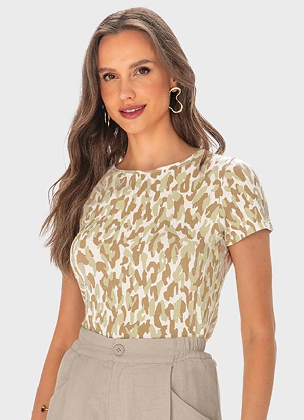 Malwee - Blusa Bege Animal Print em Viscose