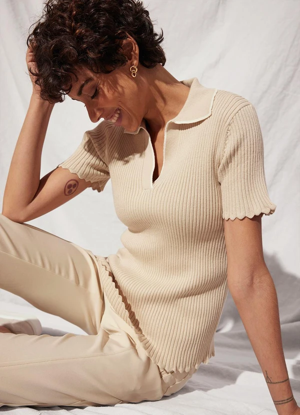 bonprix - Blusa Bege Claro em Tricô 4