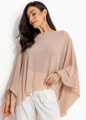 Quintess - Blusa Bege em Malha Anarruga - QUINTESS