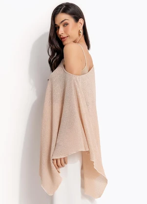 Quintess - Blusa Bege em Malha Anarruga - QUINTESS