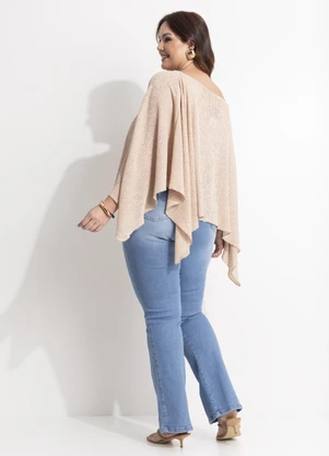 Quintess - Blusa Bege em Malha Anarruga - QUINTESS