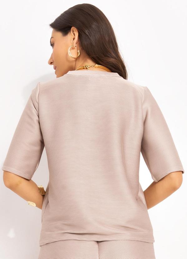 Quintess - Blusa Bege em Malha Canelada Texturizada 2
